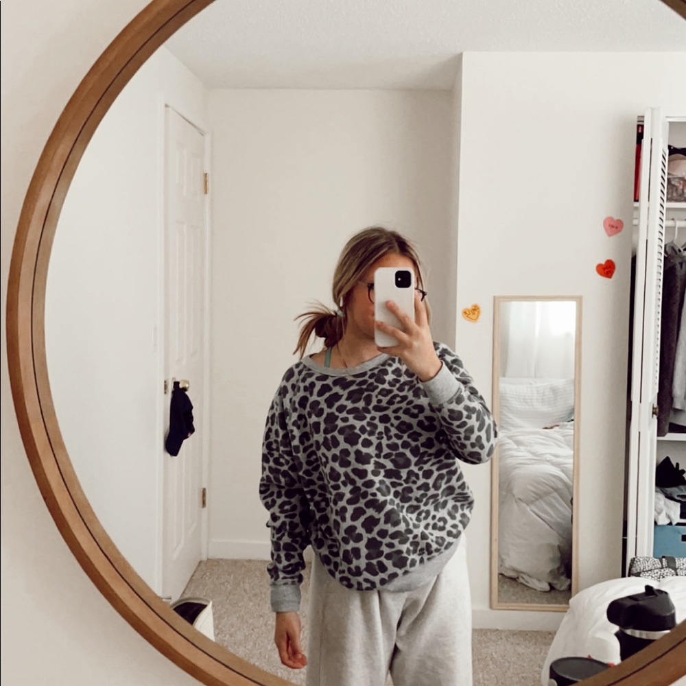 cheetah print crewneck